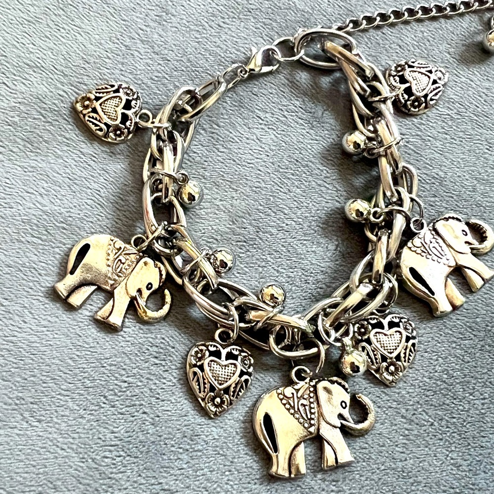 Silver Elephant Charm Bracelet